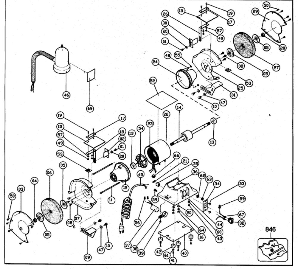 Grinder Diagram and Parts List for 9407TY1  Black and Decker Bench Grinder